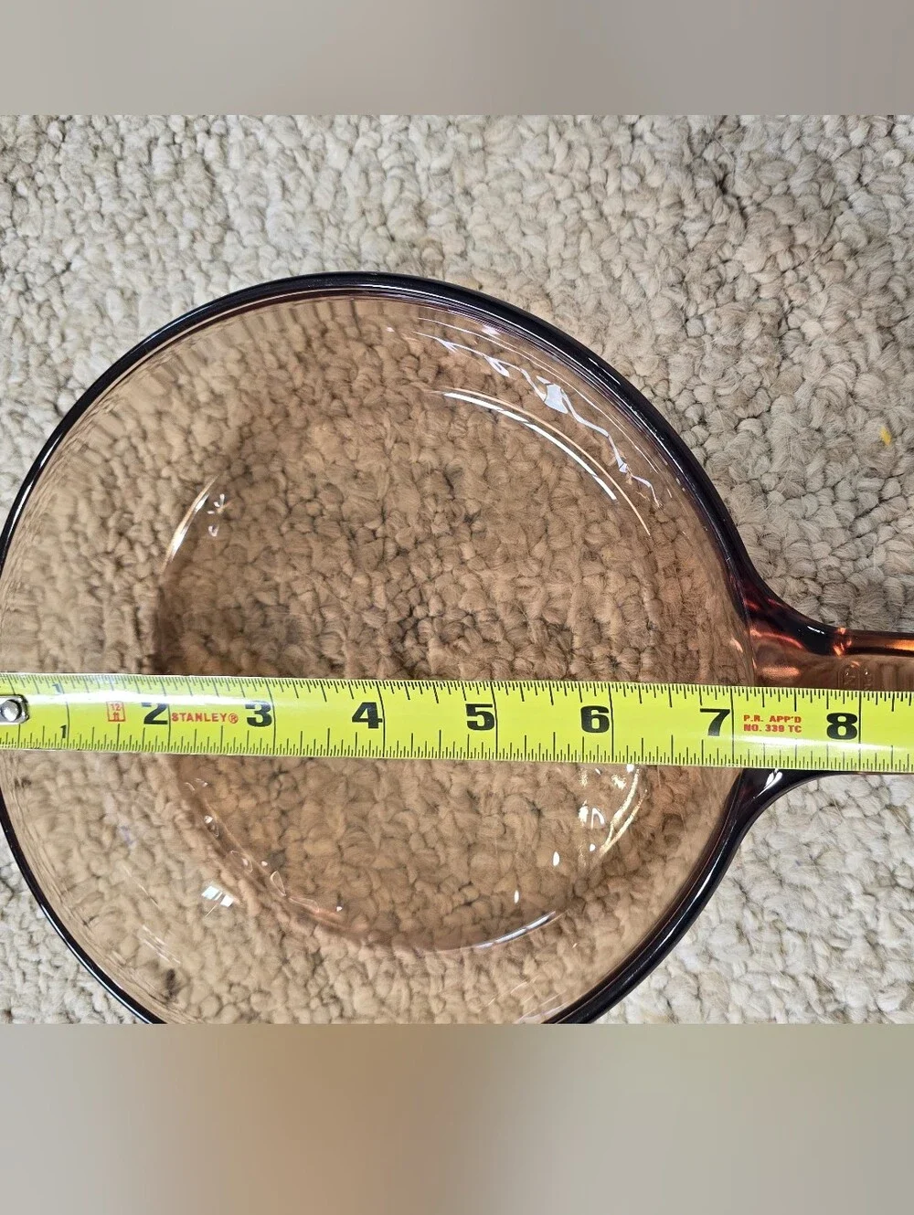 Pyrex Vision Cookware Amber Brown 7” Frying Skillet Pan